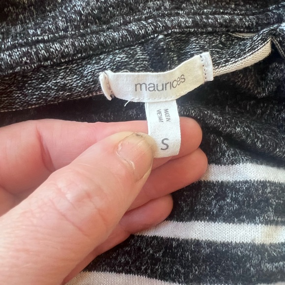 Maurices Cowl neck dk grey and white striped tunic length sweater sz S - Picture 3 of 4